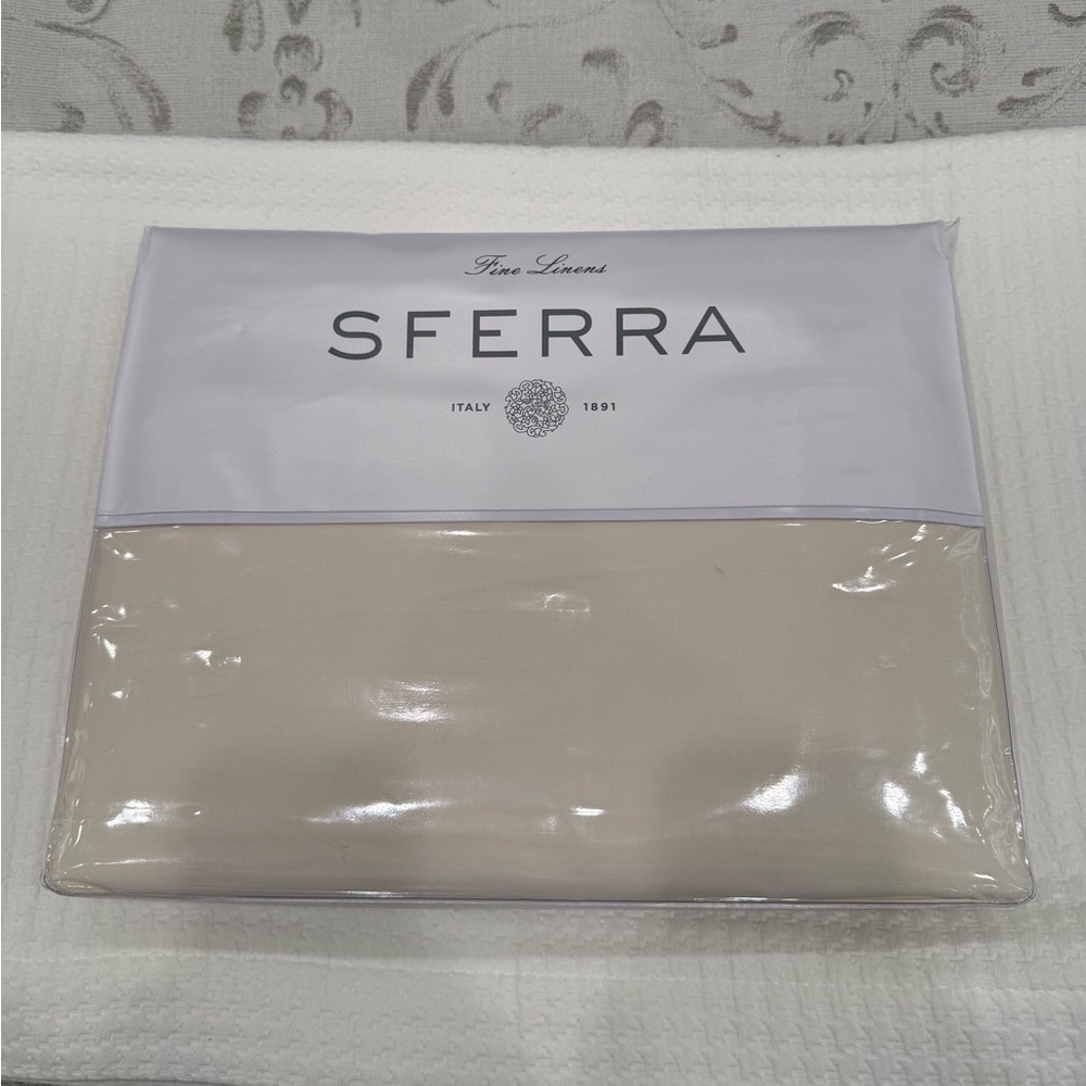 SFERRA LEONARDO PERCALE 3-PIECE KING DUVET COVER SET IN IVORY MADE IN ITALY